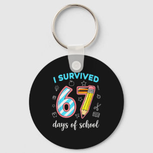 Porte-clés J'ai survécu 67 jours d'école drôle 67 mème profes