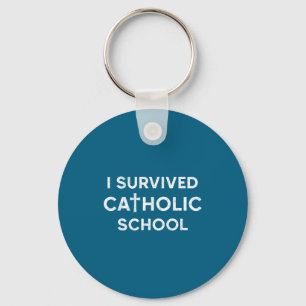 Porte-clés J'ai survécu à l'école catholique drôle dicton sar