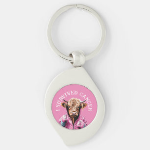 Porte-clés J'ai survécu au cancer du sein Vache