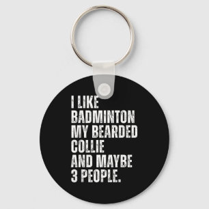 Porte-clés J'aime Badminton Amateur Bearded Collie Chien Prop