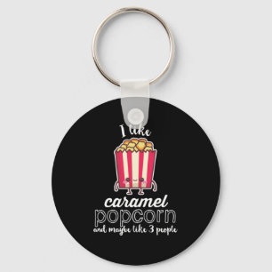 Porte-clés J'aime Caramel Popcorn et peut-être 3 personnes
