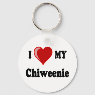 Porte-clés J'aime (coeur) mon chien de Chiweenie