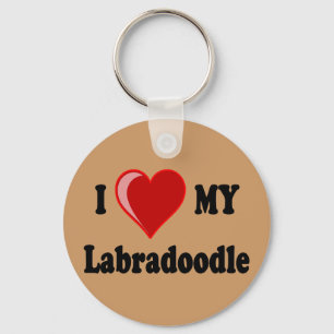 Porte-clés J'aime (coeur) mon chien de Labradoodle