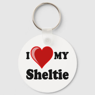Porte-clés J'aime (coeur) mon chien de Sheltie