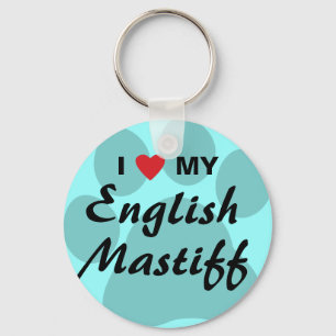 Porte-clés J'aime (coeur) mon mastiff anglais Pawprint