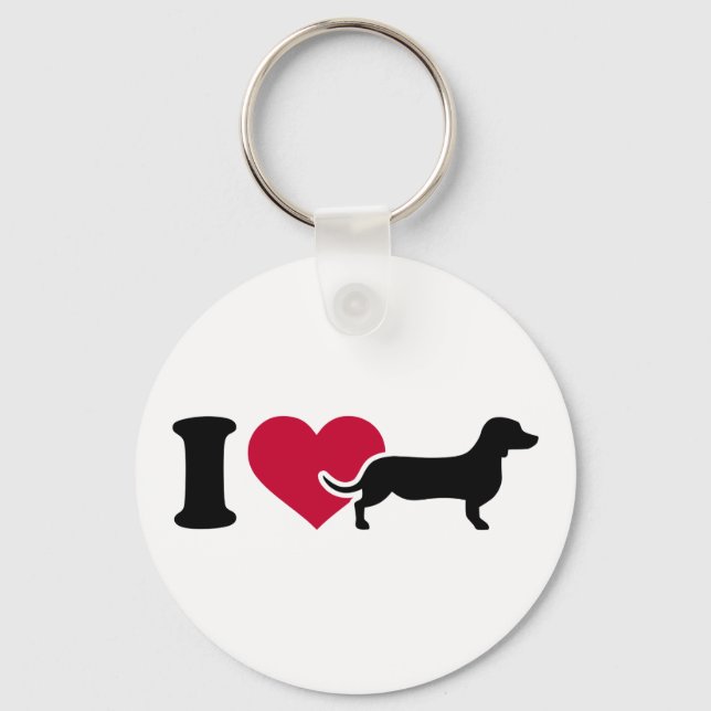 Porte-clés J'aime Dachshunds (Recto)