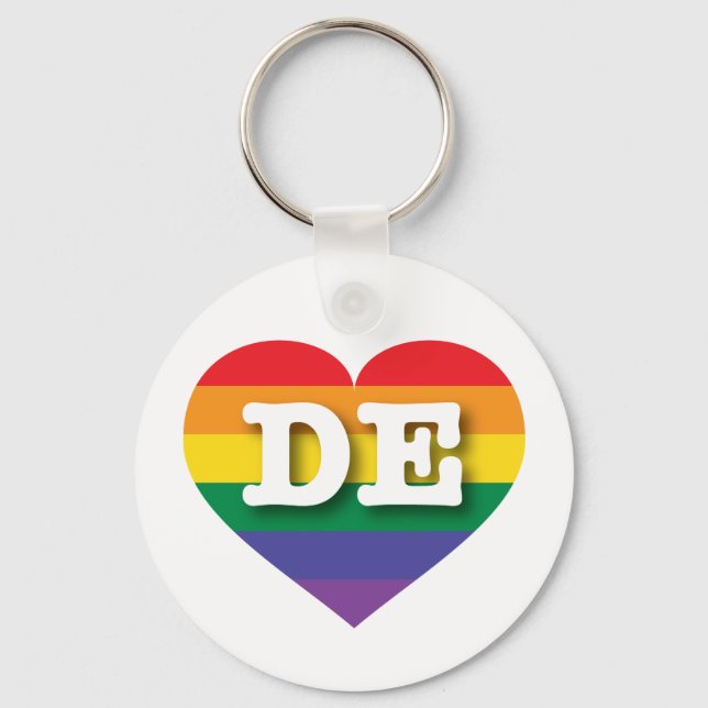 Porte-clés J'aime Delaware Gay pride Rainbow Heart (Recto)