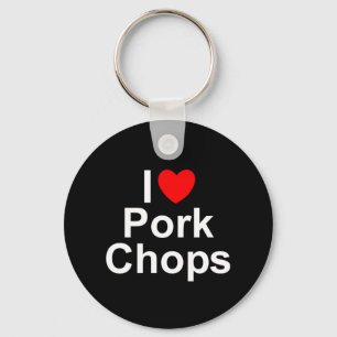 Porte-clés J'aime des côtelettes de porc (de coeur)