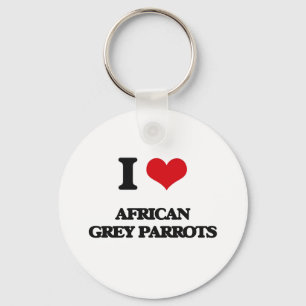 Porte-clés J'aime des perroquets de gris africain