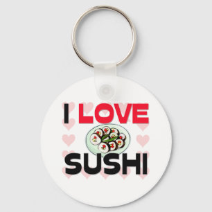 Porte-clés J'aime des sushi