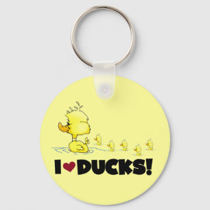 Porte-clés J'aime des T-shirts et des cadeaux de canards