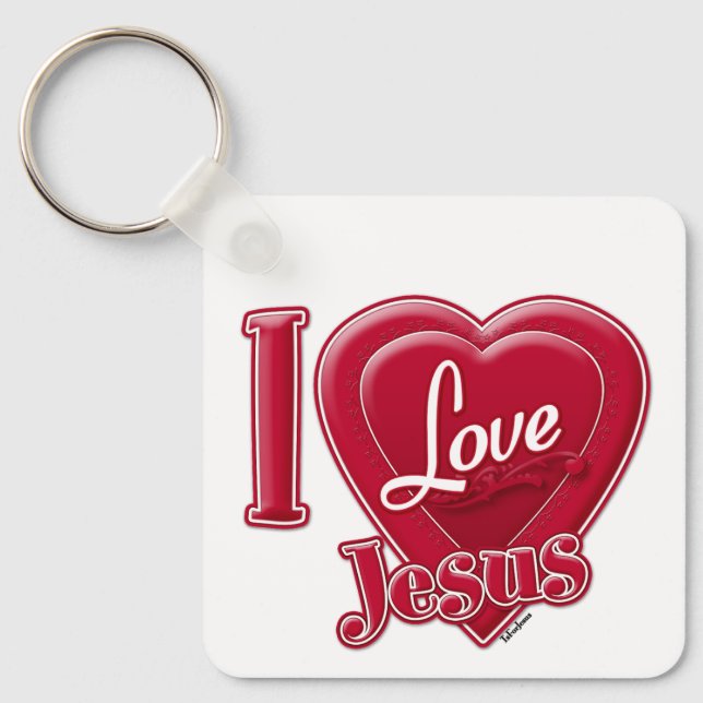 Porte-clés J'aime Jésus Coeur Rouge (Recto)