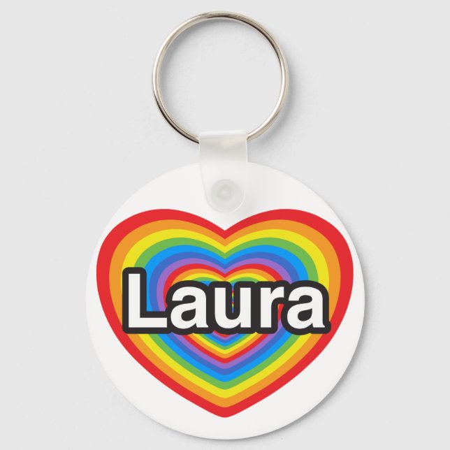 Porte-clés J'aime Laura. Je t'aime Laura. Cœur (Recto)