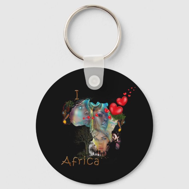 Porte-clés J'aime l'Autocollant rond classique Afrique (Recto)