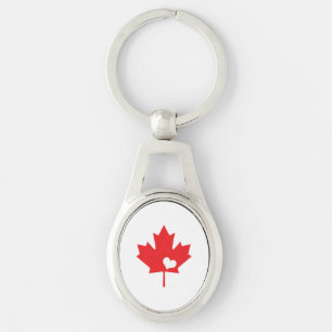 Porte-clés J'aime le Canada - coeur canadien de feuille
