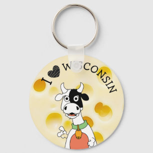 Porte-clés J'aime le fromage suisse du Wisconsin et le porte
