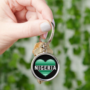 Porte-clés J'aime le Nigeria, le coeur nigérian