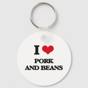 Porte-clés J'aime le porc et des haricots