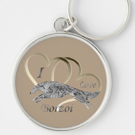 Porte-clés J'aime le porte - clé de barzoï