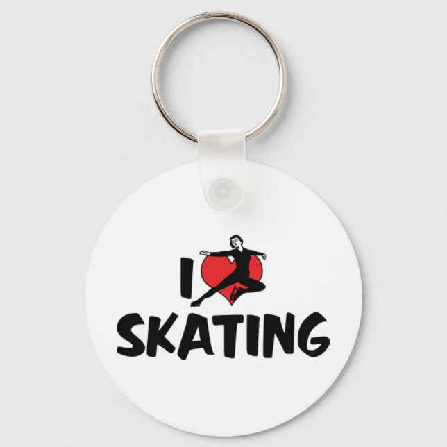 Porte-clés J'aime le Porte - clé de patinage (Recto)