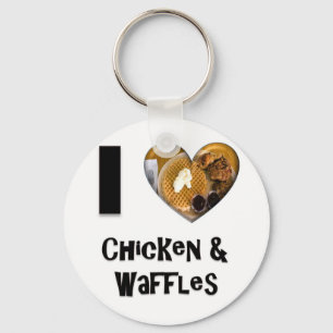 Porte-clés J'aime le poulet et les gaufres