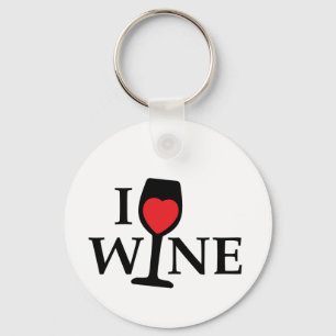 Porte-clés J'aime le vin au coeur rouge