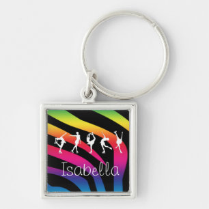 Porte-clés J'AIME le zèbre d'arc-en-ciel de PATINAGE