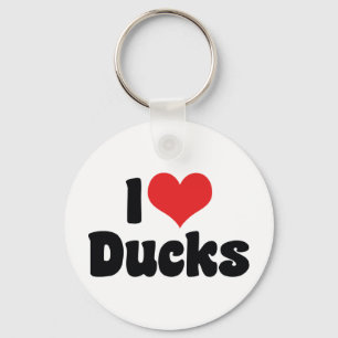 Porte-clés J'aime les canards cardiaques
