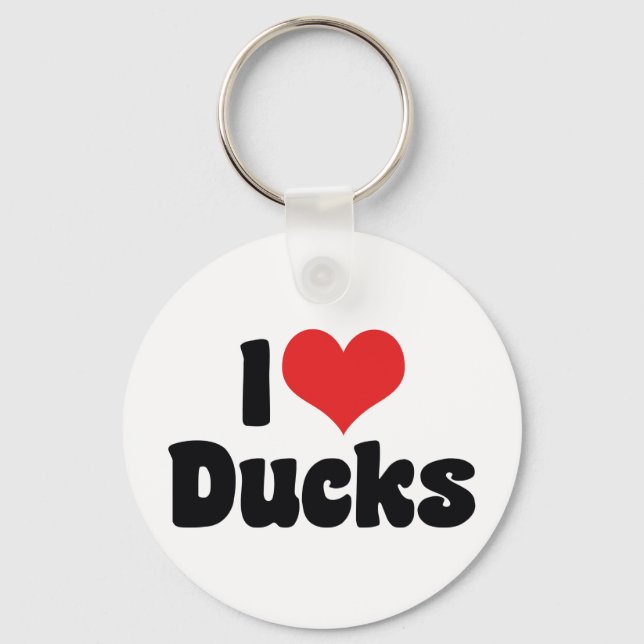 Porte-clés J'aime les canards cardiaques (Recto)