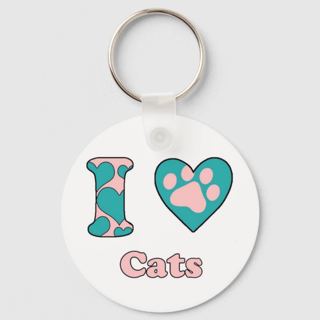 Porte-clés J'aime les chats (Recto)