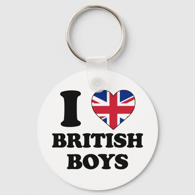 Porte-clés J'aime les garçons britanniques (Recto)