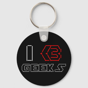 Porte-clés J'aime les geeks ASCII ART