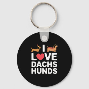 Porte-clés J'aime les illustrations amusantes de dachshunds a