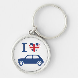 Porte-clés J'aime les mini-coopers - Bleu