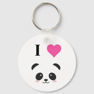 Porte-clés J'aime les pandas