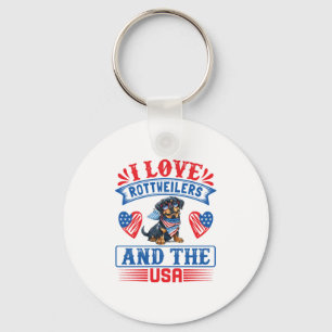 Porte-clés J'aime les Rottweilers et les USA
