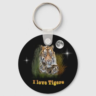 Porte-clés J'aime les tigres