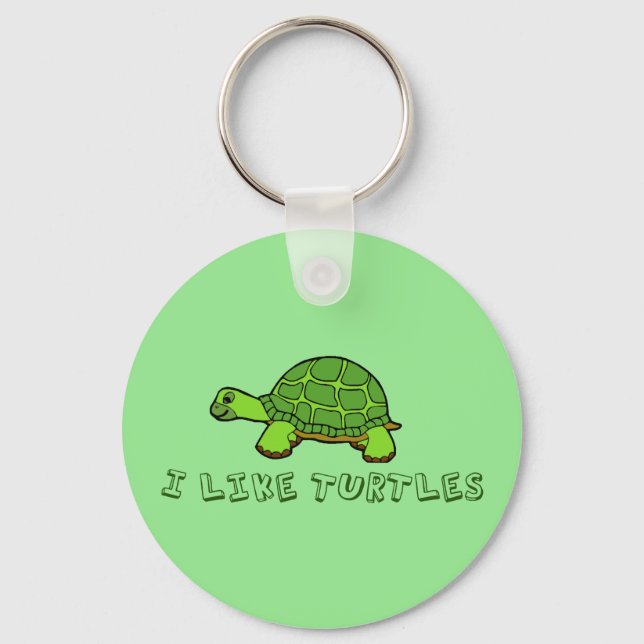 Porte-clés J'Aime Les Tortues Très Vert (Recto)