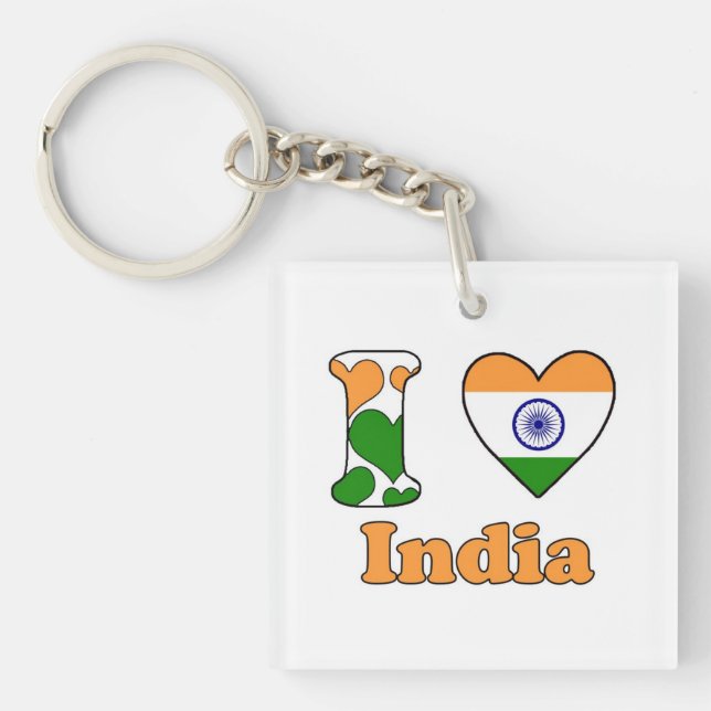 Porte-clés J'aime l'Inde (Devant)