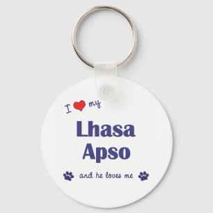 Porte-clés J'aime ma Lhasa Apso (le chien masculin)