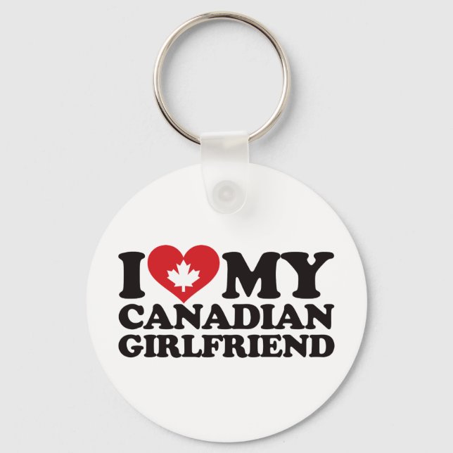 Porte-clés J'aime ma petite amie canadienne (Recto)