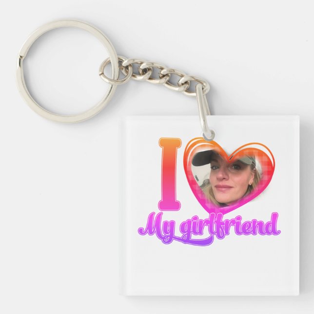 Porte-clés J'Aime Ma Petite Amie Personnalisée (Devant)