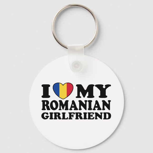 Porte-clés J'aime ma petite amie roumaine (Recto)