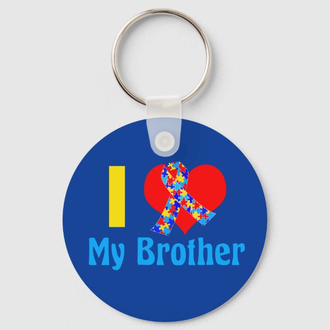Porte-clés J'aime ma Sensibilisation sur l'autisme frère bleu (Recto)
