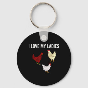 Porte-clés J'aime mes dames drôle éleveur de poulets poulets