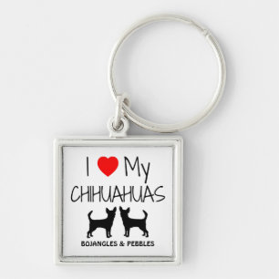 Porte-clés J'Aime Mes Deux Chihuahua Porte - clé Personnalisé