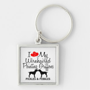 Porte-clés J'Aime Mes Deux Griffons Pointeurs À poils durs