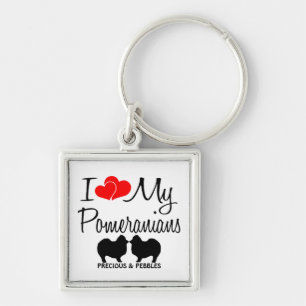 Porte-clés J'Aime Mes Deux Poméraniens Porte - clé Personnali
