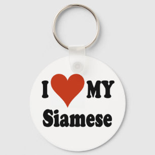 Porte-clés J'aime mes marchandises de chat siamois