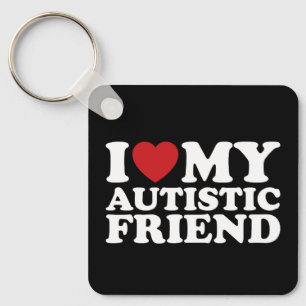 Porte-clés J'aime mon ami autiste Cœur autistique